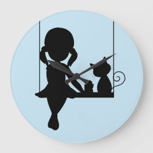 PETITE FILLE AVEC CHAT HORLOGE