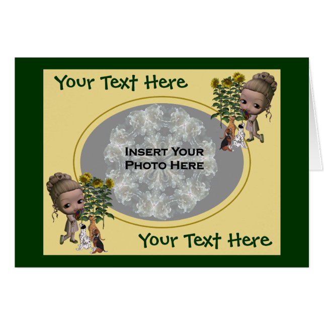 Petite fille avec chiots Carte photo (Devant horizontal)