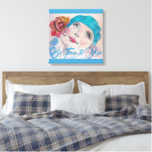 Petite fille avec toile d'aquarelle de rose rouge  (Insitu(Chambre))