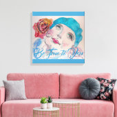 Petite fille avec toile d'aquarelle de rose rouge  (Insitu(Salon))