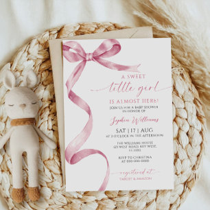 Petite fille Baby shower Rose Bow Sweet Invitation