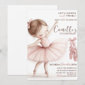 Petite fille Ballerina anniversaire Invitation (Devant / Derrière)