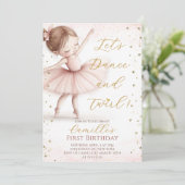 Petite fille Ballerina anniversaire Invitation (Debout devant)