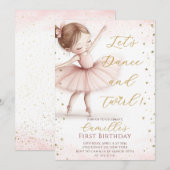 Petite fille Ballerina anniversaire Invitation (Devant / Derrière)