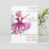 Petite fille Ballerina fête florale invitation (Debout devant)