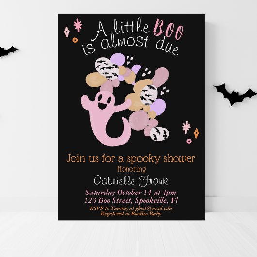 Petite fille Boo Invitation Baby shower