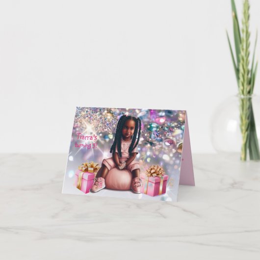 Petite fille Braids de peau Brown Invitation Anniv (Devant)