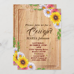 Petite fille Brown Baby shower en bois Invitation