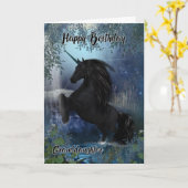 Petite-fille, carte d'anniversaire de l'Unicorne (Fleur jaune)