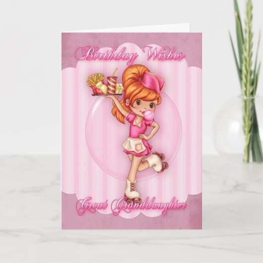 petite-fille carte d'anniversaire - jolie serveuse (Devant)