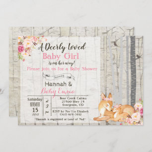 Petite fille cerf Invitation Baby shower floral