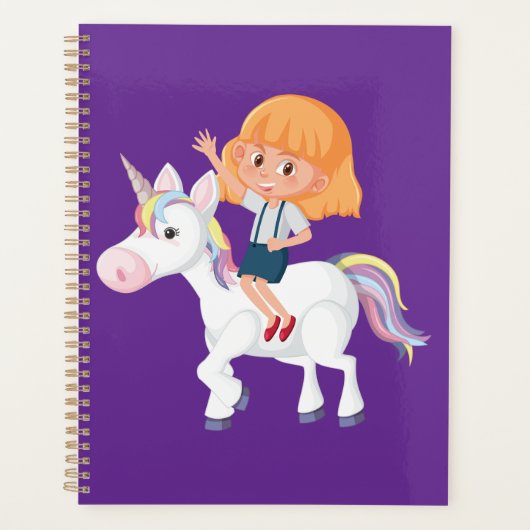Petite Fille Chevauchant une Aventure de Licorne M (Devant)