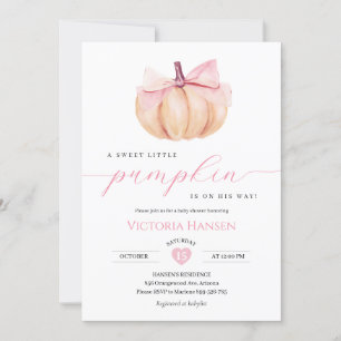 Petite fille Citrouille Baby shower Invitation Bow