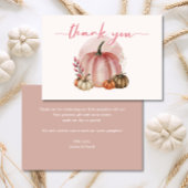 Petite fille Citrouille Baby shower rose Merci