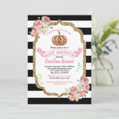 Petite fille citrouille douche invitation rose (Debout devant)