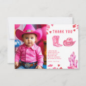 Petite fille cow-boy Fête d'anniversaire Merci (Devant)