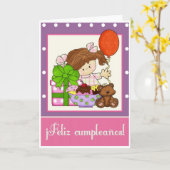 Petite fille Crème glacée Espagnol Carte Anniversa (Fleur jaune)