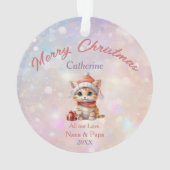 Petite-fille Cute Kitten avec cadeau de Noël (dos)