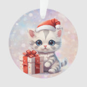 Petite-fille Cute Kitten avec cadeau de Noël (devant)