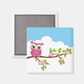 Petite fille de hibou sur un aimant de branche (Recto/Verso)