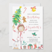 Petite Fille de Noël Invitation d'anniversaire (Devant)