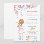 Petite fille de printemps Invitation d'anniversair (Devant / Derrière)