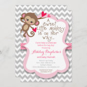 Petite fille de singe douce Invitation Baby shower (Devant / Derrière)