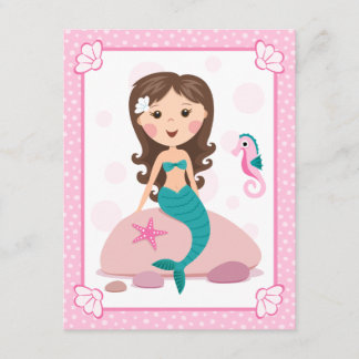 Petite fille de sirène, mignonne invitation à l'an
