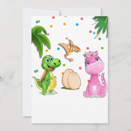 Petite fille Dinosaur invitation d'anniversaire (Dos)