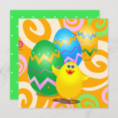 Petite fille drôle de Pâques, invitation (Devant / Derrière)
