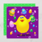 Petite fille drôle de Pâques, invitation (Devant / Derrière)