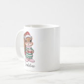 Petite fille Écureuil rose Mug de Noël (Devant gauche)