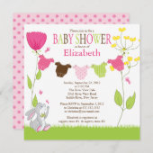 Petite fille en linge de toilette Invitations de d (Devant / Derrière)