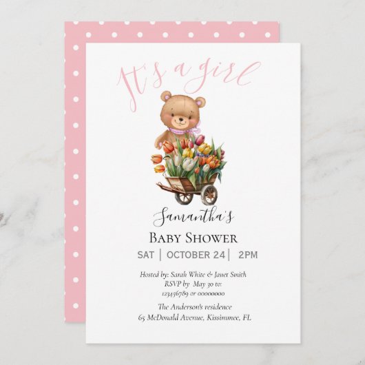 petite fille en peluche invitation (Devant / Derrière)