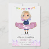 Petite fille en robe bleue invitation (Devant)