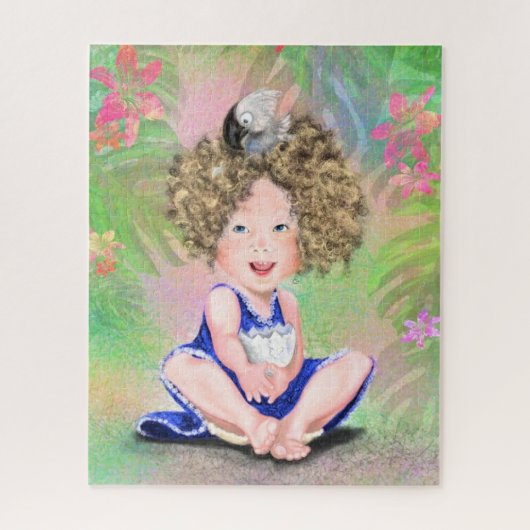 Petite fille et bébé oiseau Puzzle amis (Vertical)