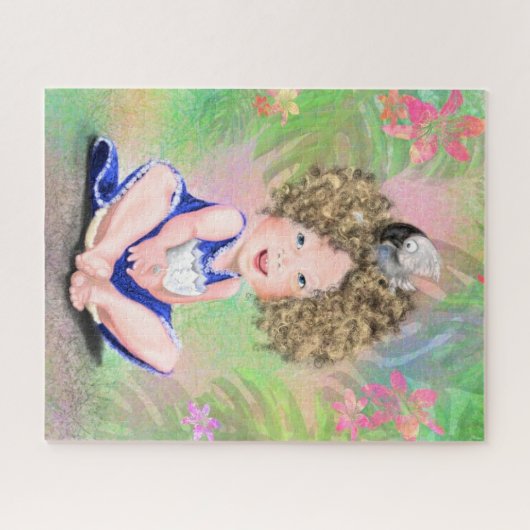 Petite fille et bébé oiseau Puzzle amis (Horizontal)