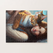 PETITE FILLE ET CHATS ART PUZZLE CHAT (Horizontal)