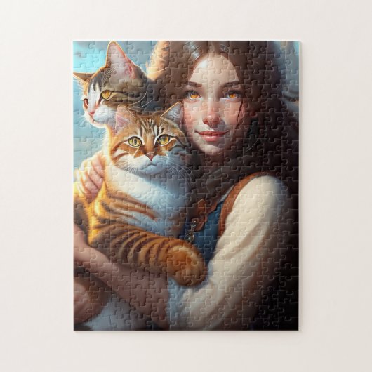 PETITE FILLE ET CHATS ART PUZZLE CHAT (Vertical)