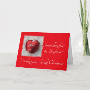 Petite-fille et copain Joyeuse carte de Noël