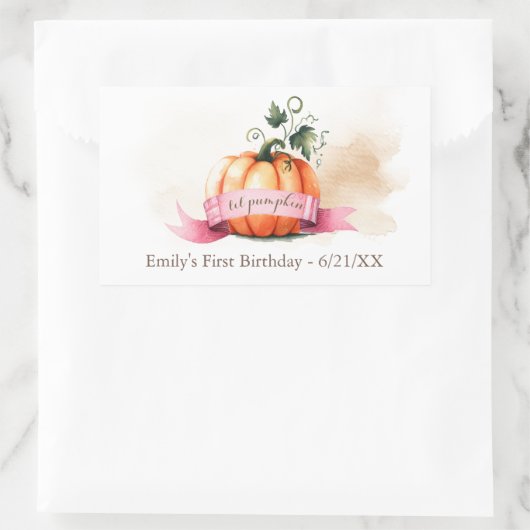 Petite fille Étiquette d'anniversaire Citrouille (Sac)