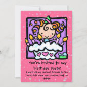 Petite fille, jolies invitations à la fête d'anniv (Devant)