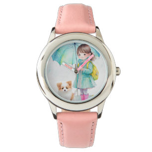 Petite fille jour de pluie dans une montre !