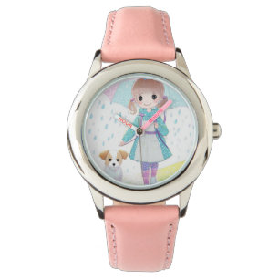 Petite fille jour de pluie dans une montre !