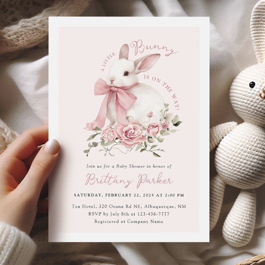 Petite fille lapin Baby shower Invitation