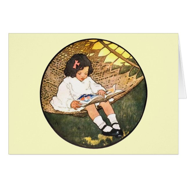 Petite fille lire dans un hamac (Devant horizontal)