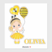 Petite fille mignonne avec Ballons d'air Sticker e (Feuille)