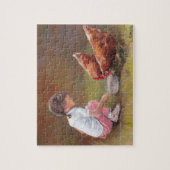Petite fille nourrir poulets Puzzle d'art original (Vertical)