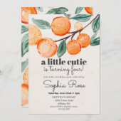 Petite fille orange invitation d'anniversaire (Devant / Derrière)