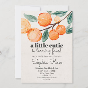 Petite fille orange invitation d'anniversaire